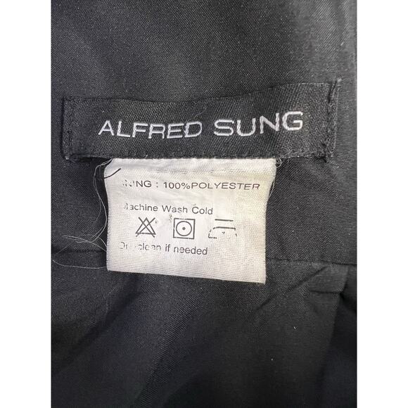Alfred Sung Black Sleeveless Satin Twill Jewel Neck Dress Gown Womens 4 - Picture 8 of 11